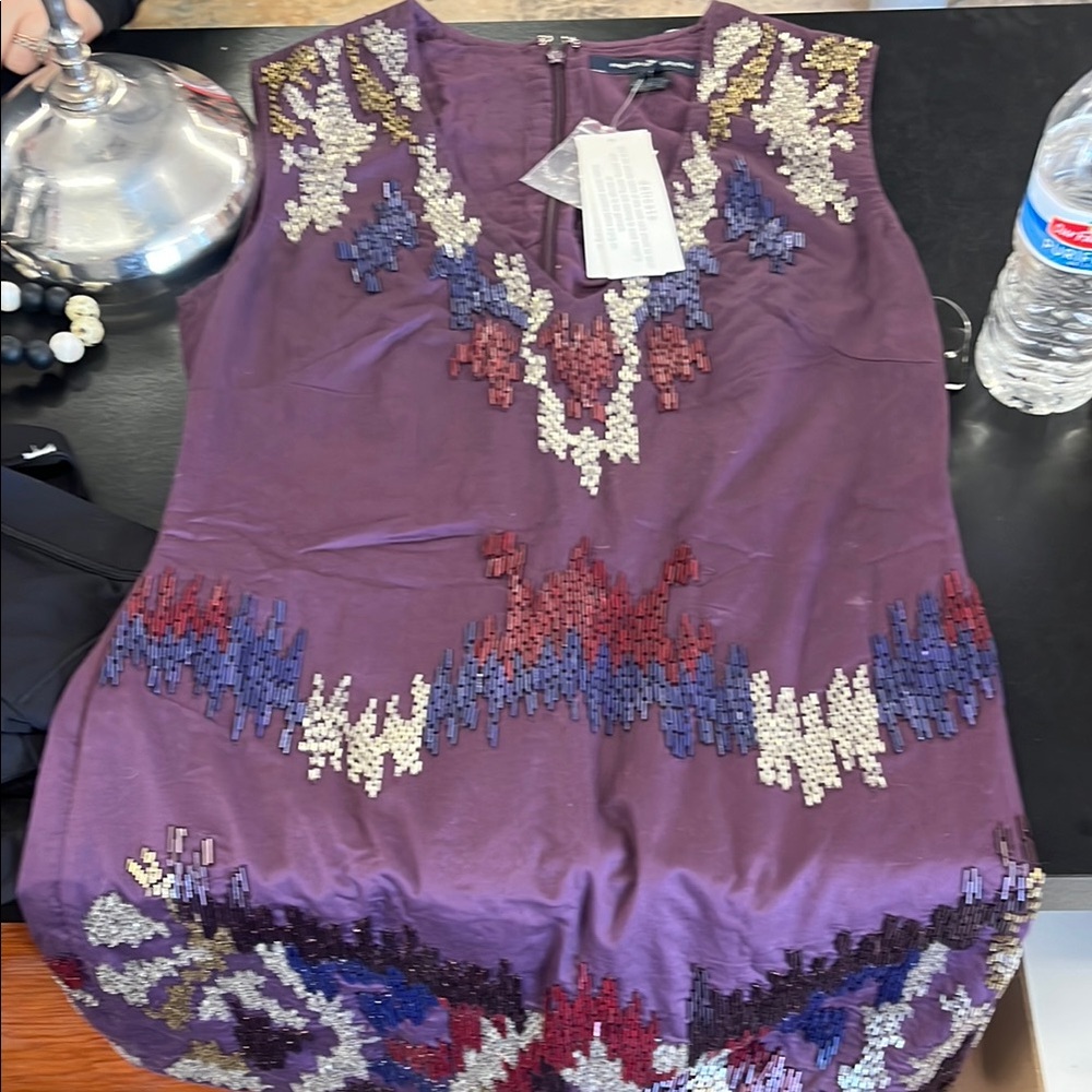 Embroidered Purple Women's Top